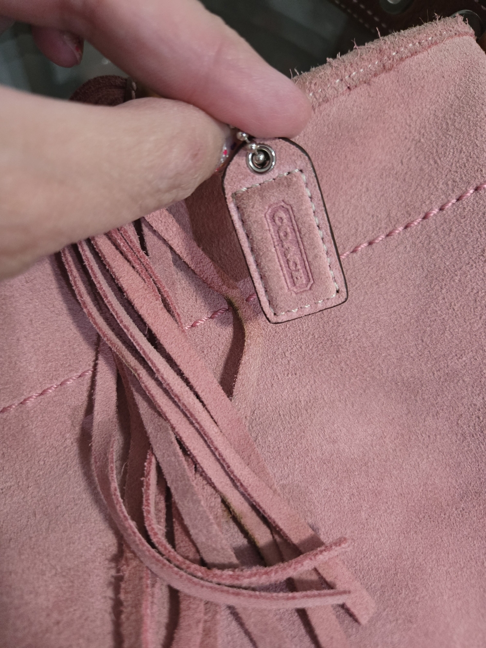 Vintage Y2K Coach Pink Suede Soho Hobo Shoulder Bag - Picture 4 of 17